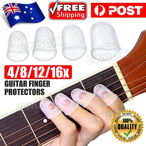 4/8/12/16 Guitar Ukulele Piano Fingertip Protectors Silicone Finger Guards Tip