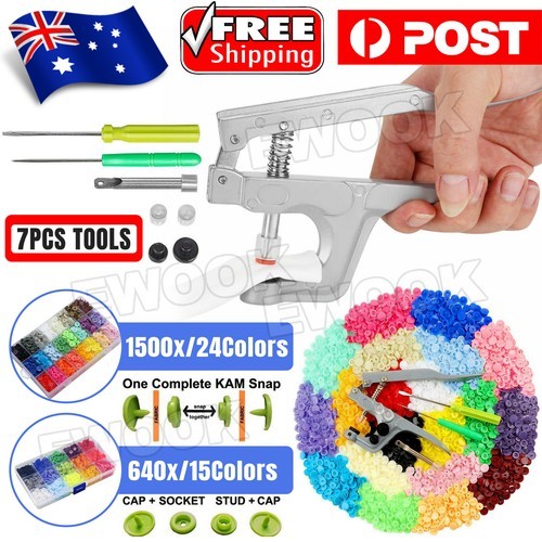 KAM Snap Kit T5 Plastic Poppers Fastener Button Press Stud Plier Tool BOX to