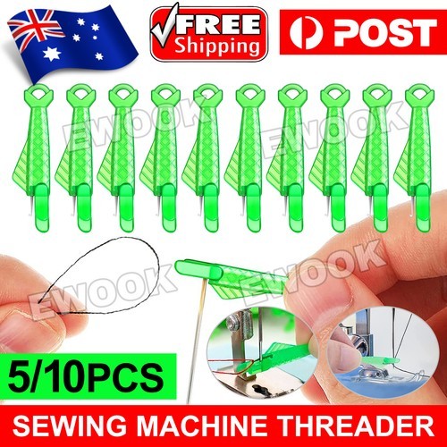 5/10X Green Sewing Machine Needle Threader Stitch Insertion Tool Automatic Quick