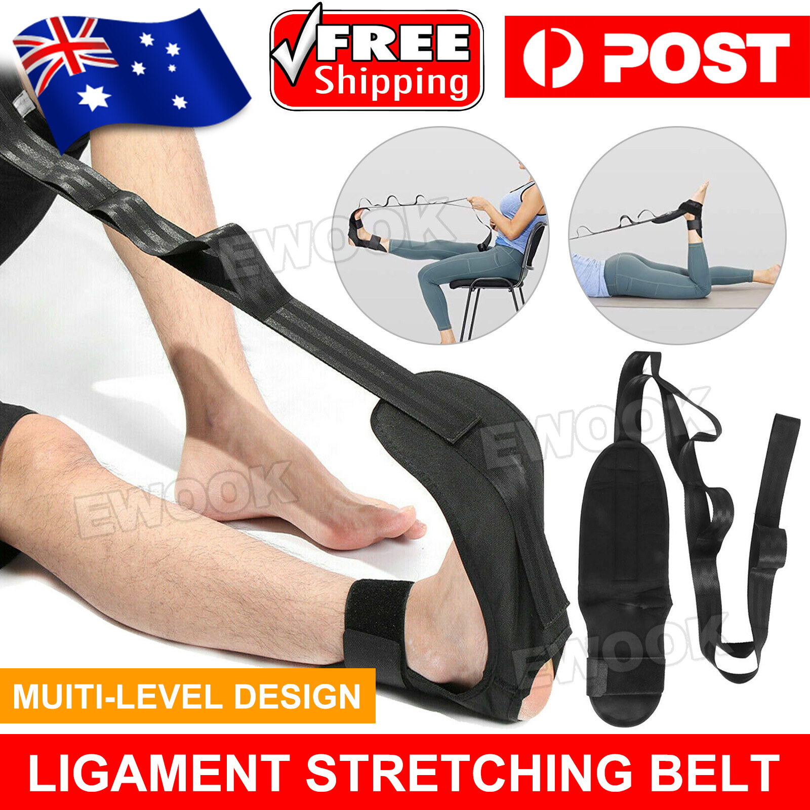 Yoga Stretching Strap Ankle Ligament Stretcher Belt Band Foot Drop AU Easy to