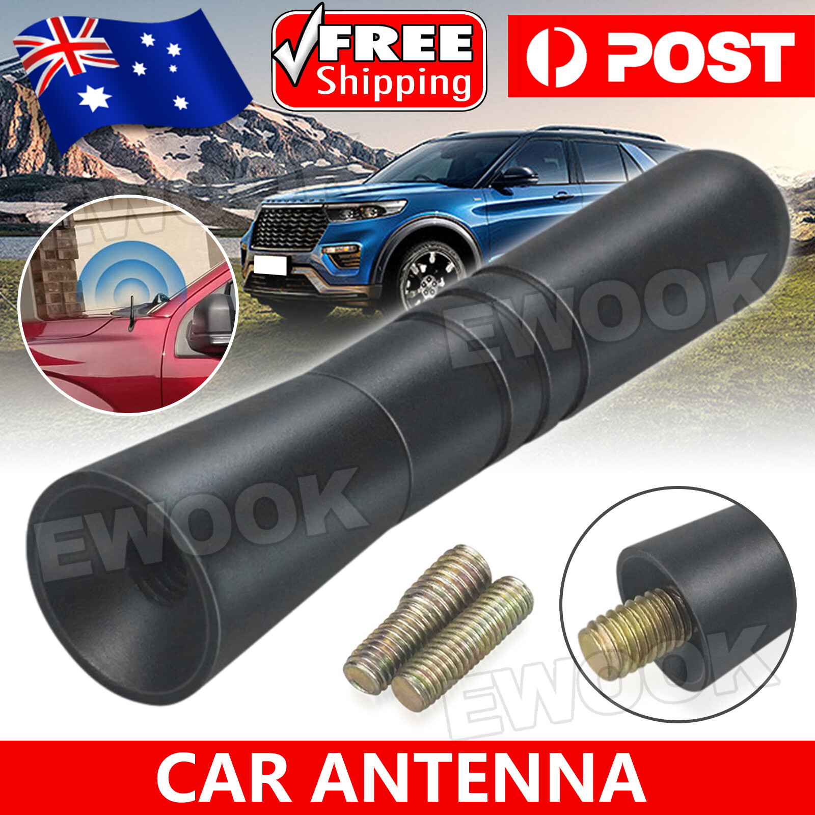 Antenna / Aerial Stubby Bee Sting for Ford Ranger PX PX2 PX3 Wildtrak XLT Black