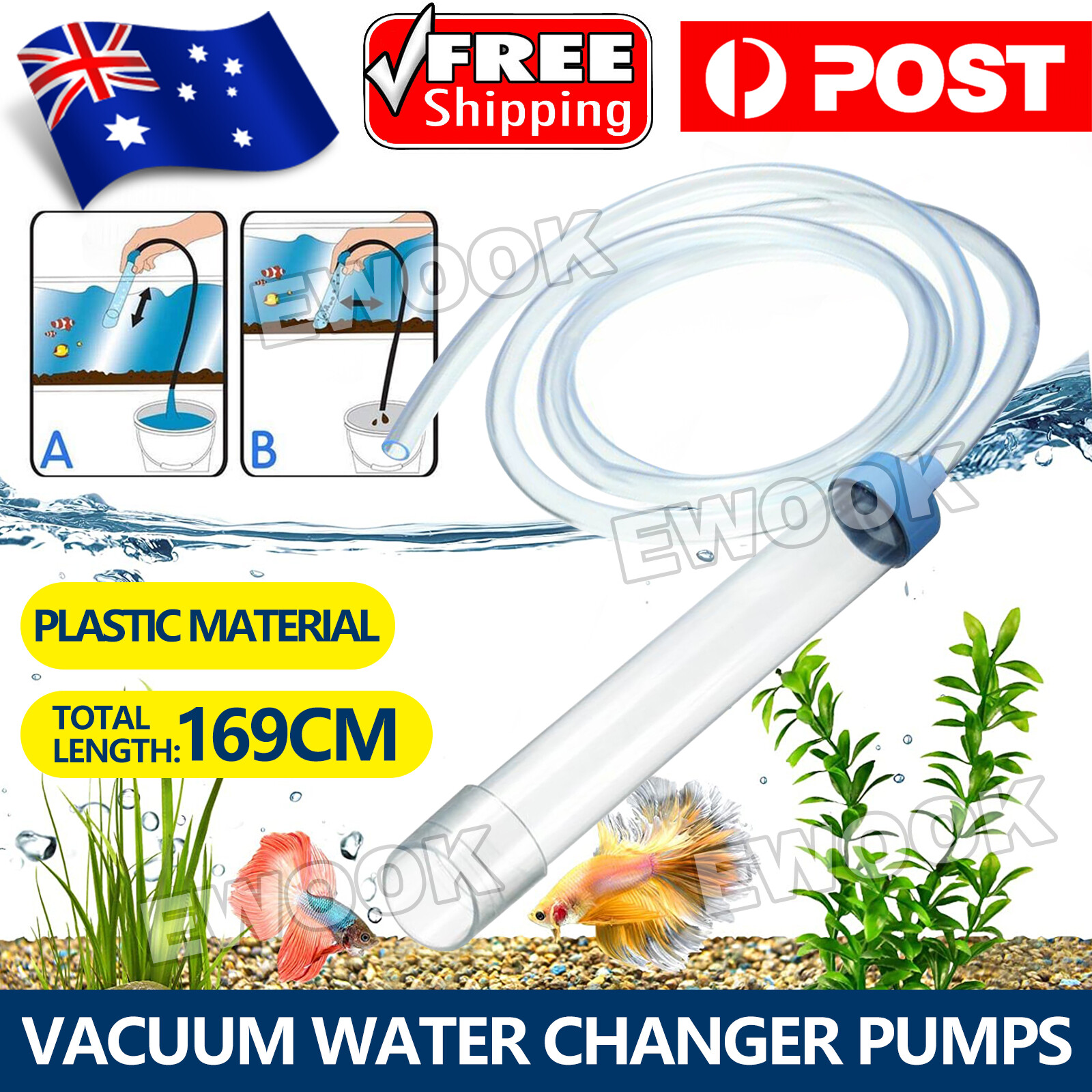 Aquarium Fish Tank Gravel Cleaner Syphon Vacuum Water Changer Pumps Siphon Hose
