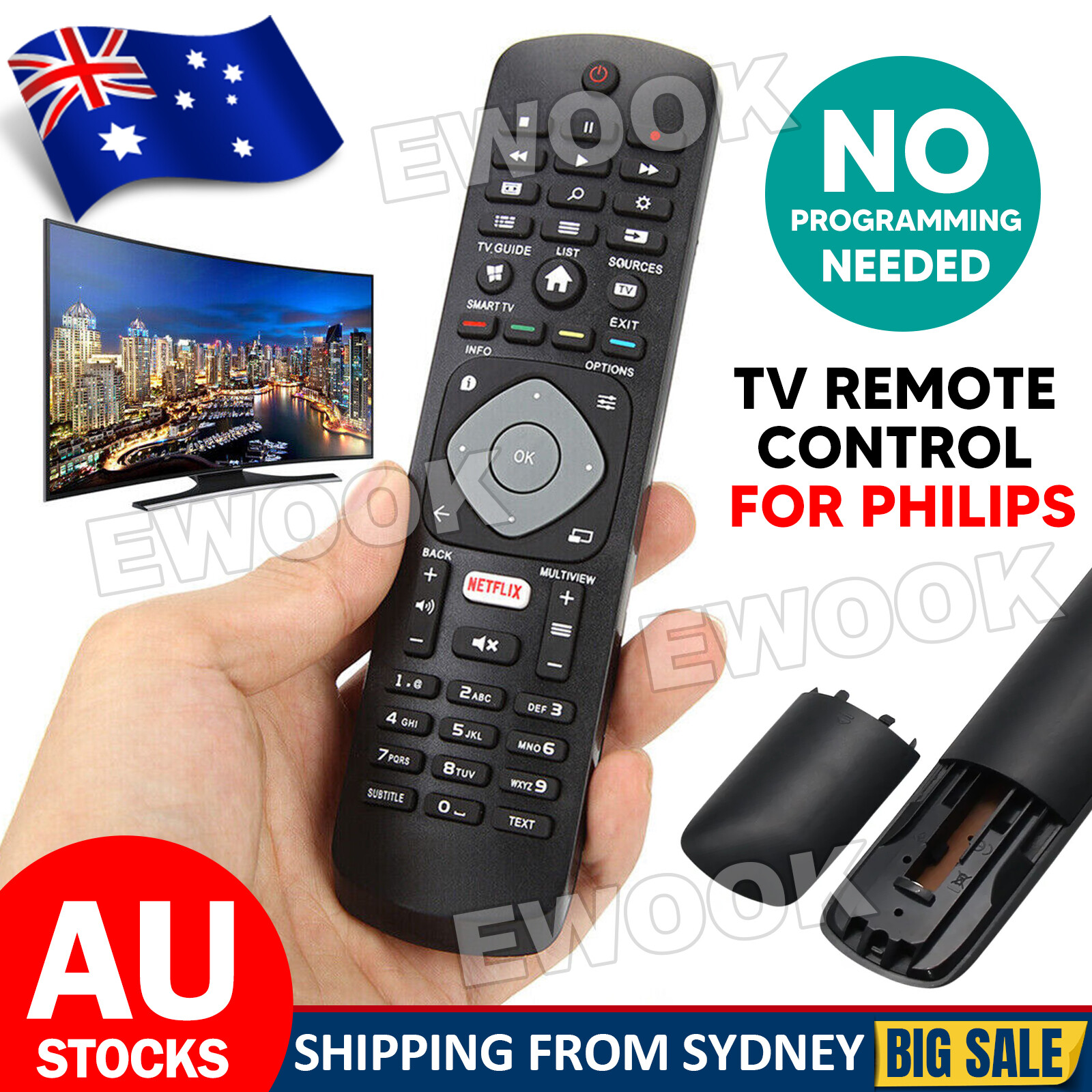 Replacement Philips TV Remote Control HT160824 43PFT5102/79 65PUT6162/79 For