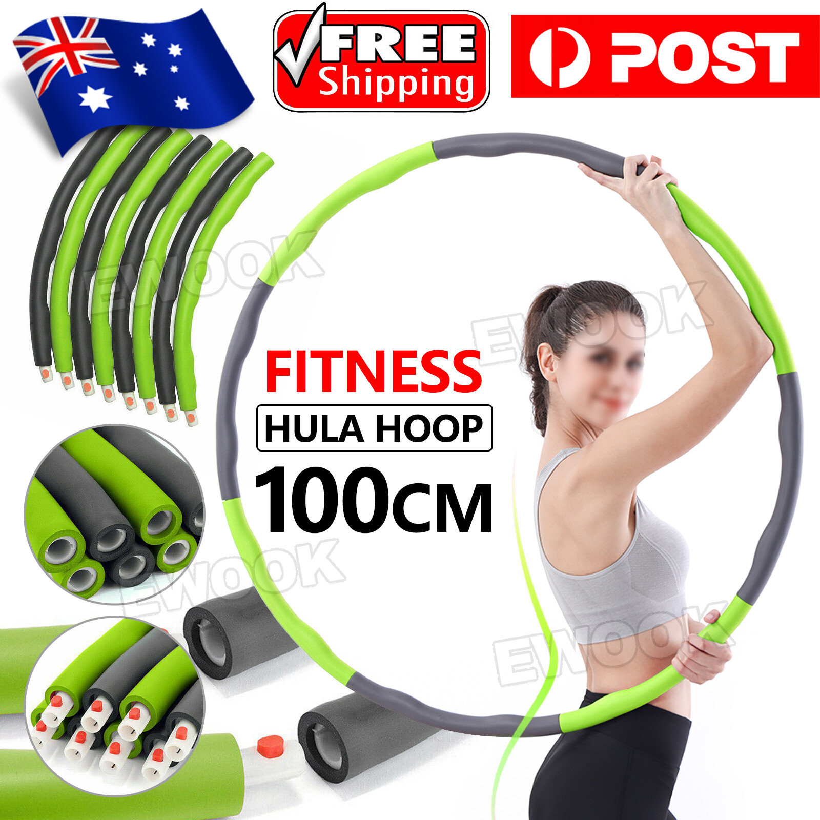 100CM Foam Padded Weighted Waist Fitness Hula Hoop Body Massage Exercise Hoola