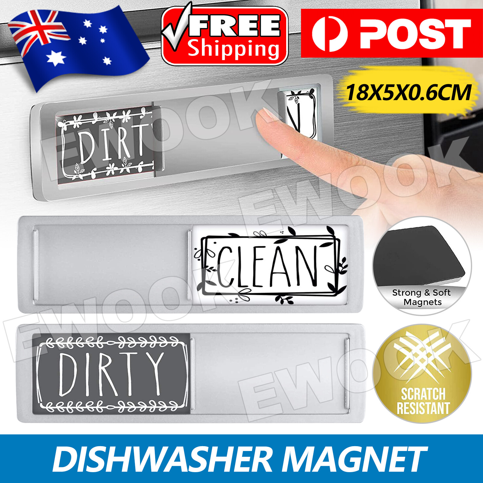 Clean Dirty Dishwasher Magnet Indicator Sign Non-Scratch Simple Sliding Kitchen