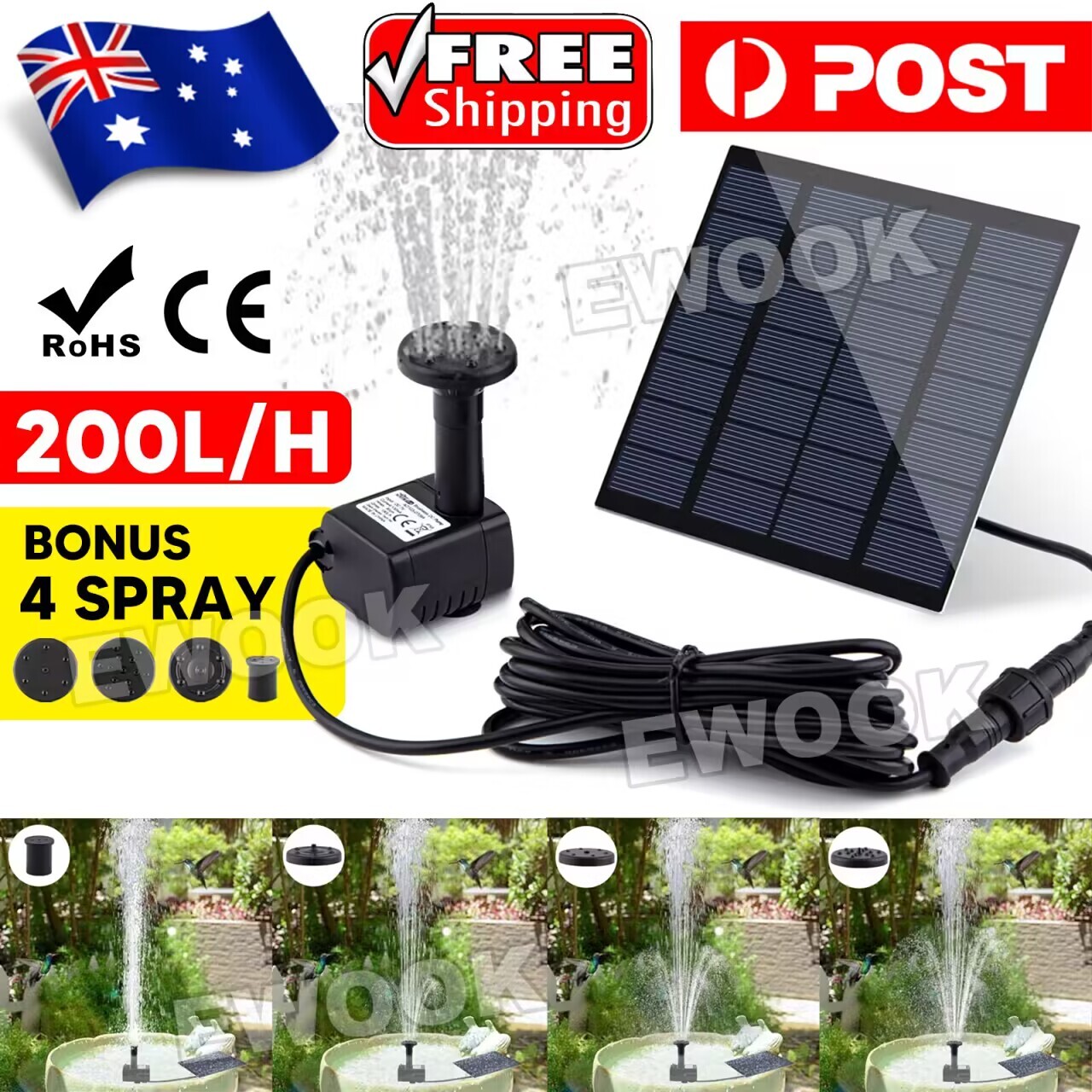 1.5W Solar Powered Water Pump Fountain Bird Bath Pond Garden Outdoor Submersible
