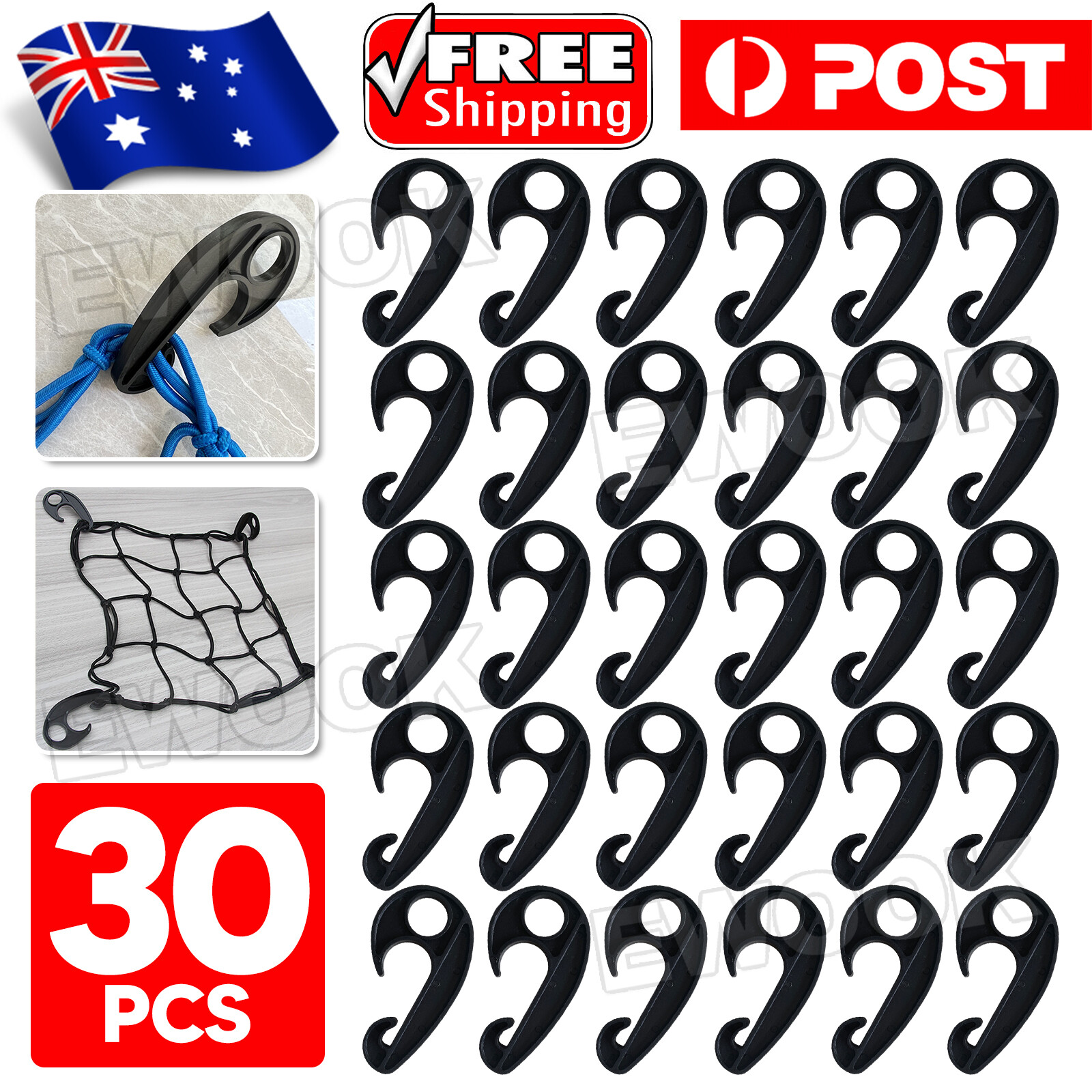 30Pcs Universal Hooks For Cargo Net Trailer Camping Tent Bungee Cord Luggage 89