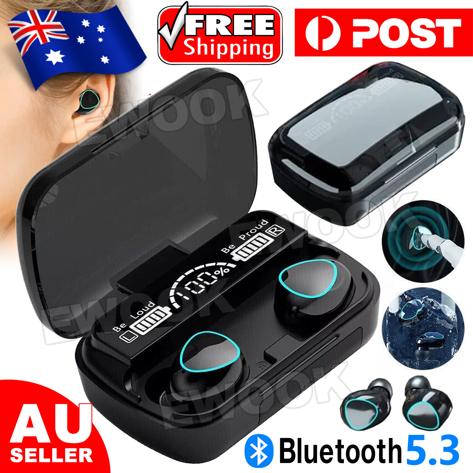 TWS Bluetooth 5.3 Wireless Earbuds Waterproof LED Display Earphones 2025 AU Show