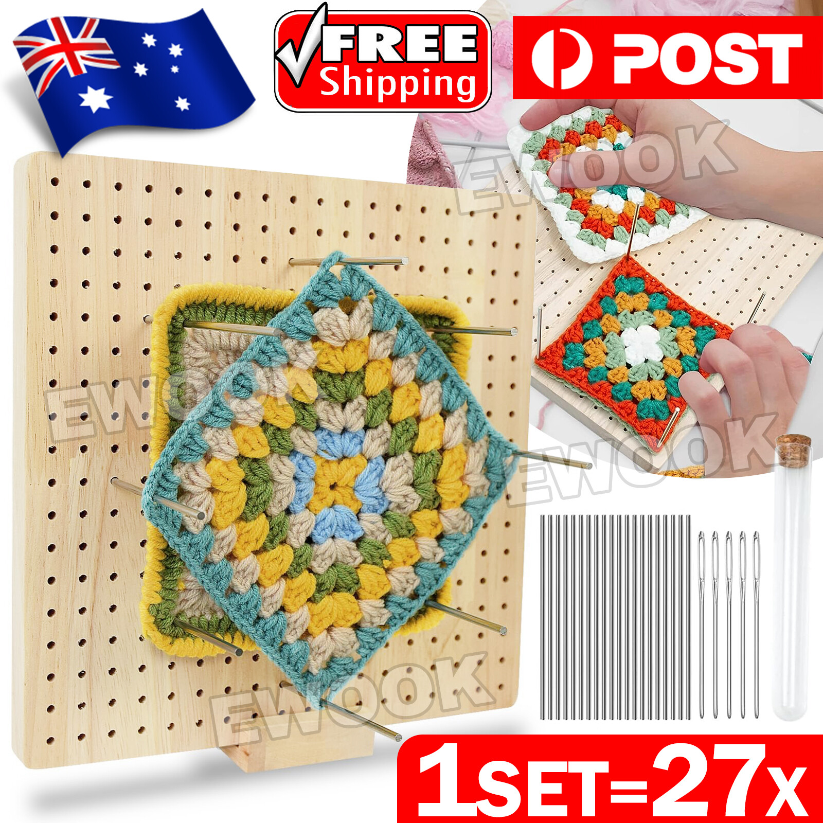 Crochet Blocking Board with 25 Pins High-Quality for Knitting and Crocheting
