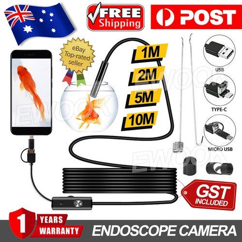Waterproof HD Endoscope USB Type-C Borescope Inspection Snake Camera For Android