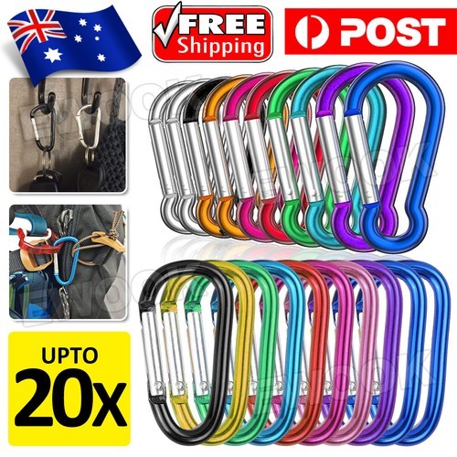 10/20x Small Carabiner Snap Hook D-Ring Key Chain Clip Hiking Camping AU Stock