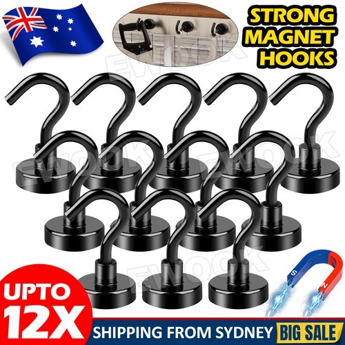 6/12PCS Magnetic Hooks 8kg Strong Magnets for Home Kitchen Travel Cruise AU 16MM