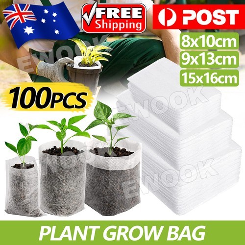 100x Biodegradable Non-Woven Nursery Bags Plant Grow Fabric Seedling Pot AU