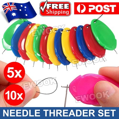 5 PCS Simple DIY Needle Threader Threading Hand Small Sewing Tools AU Random