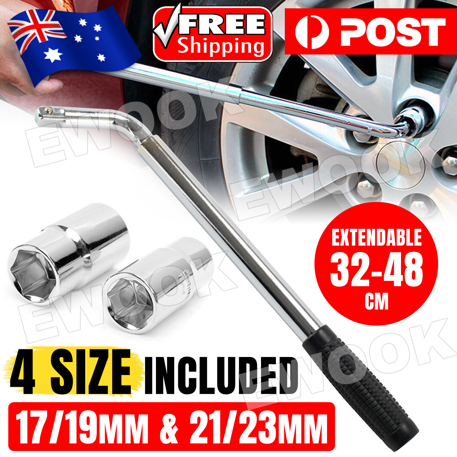 Extendable Car Wheel Brace Heavy Duty Nut Lug Wrench Sockets 17/19mm 21/23mm as