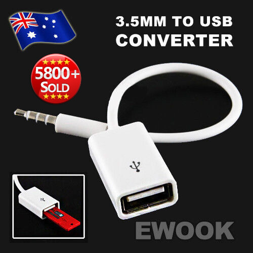 Unbranded/Generic Male Cable Plug AUX Jack 3.5mm Audio to USB 2.0 Female Cord