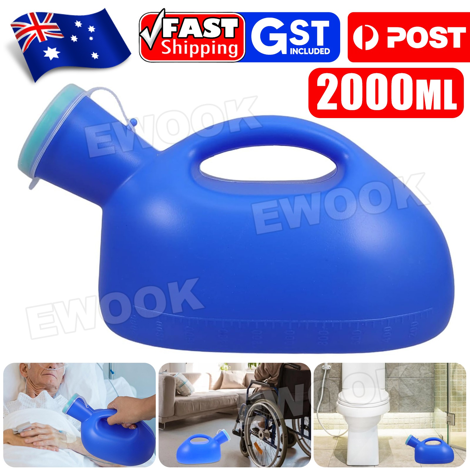 Portable Male Pee Urine Bottle Camping Outdoor Urinal Storage Car Toilet 2000ML