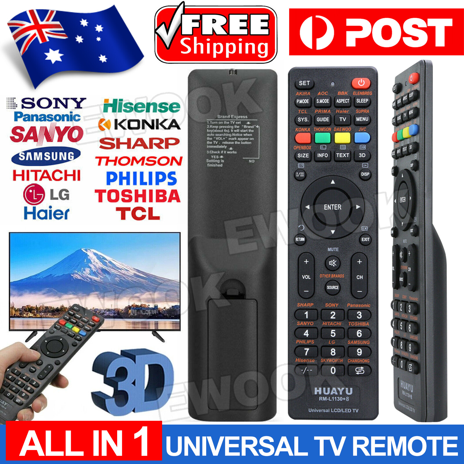 Unbranded/Generic Universal LCD/LED/3D TV Remote For Sony Wireless Controls