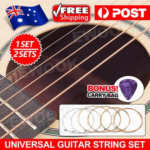 Acoustic Music Guitar Strings Steel Premium Light Universal 6 Pcs Sent Free Pick