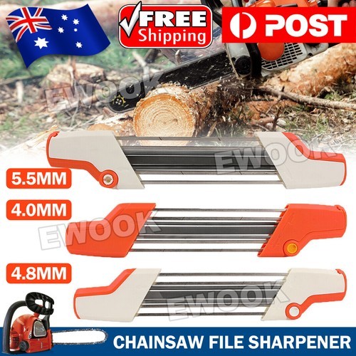 2 IN 1 Chainsaw File Chain Sharpener Kits Tool 4.0-5.5mm For Stihl 3/8 AU As and