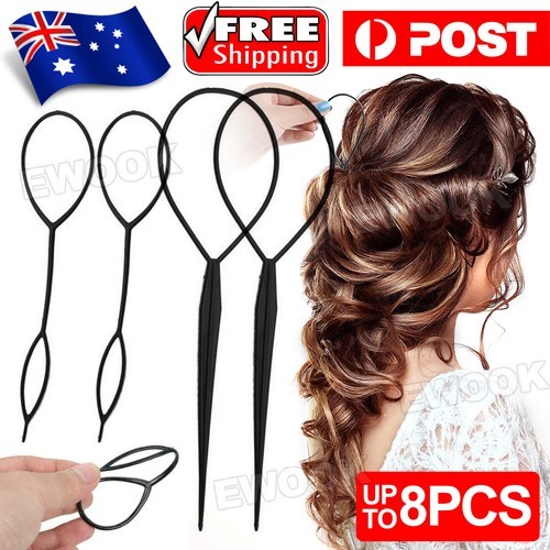 Hair Styling Tool 4PCS Set Topsy Tail Ponytail Maker Braid Ladies Girl Clip Loop
