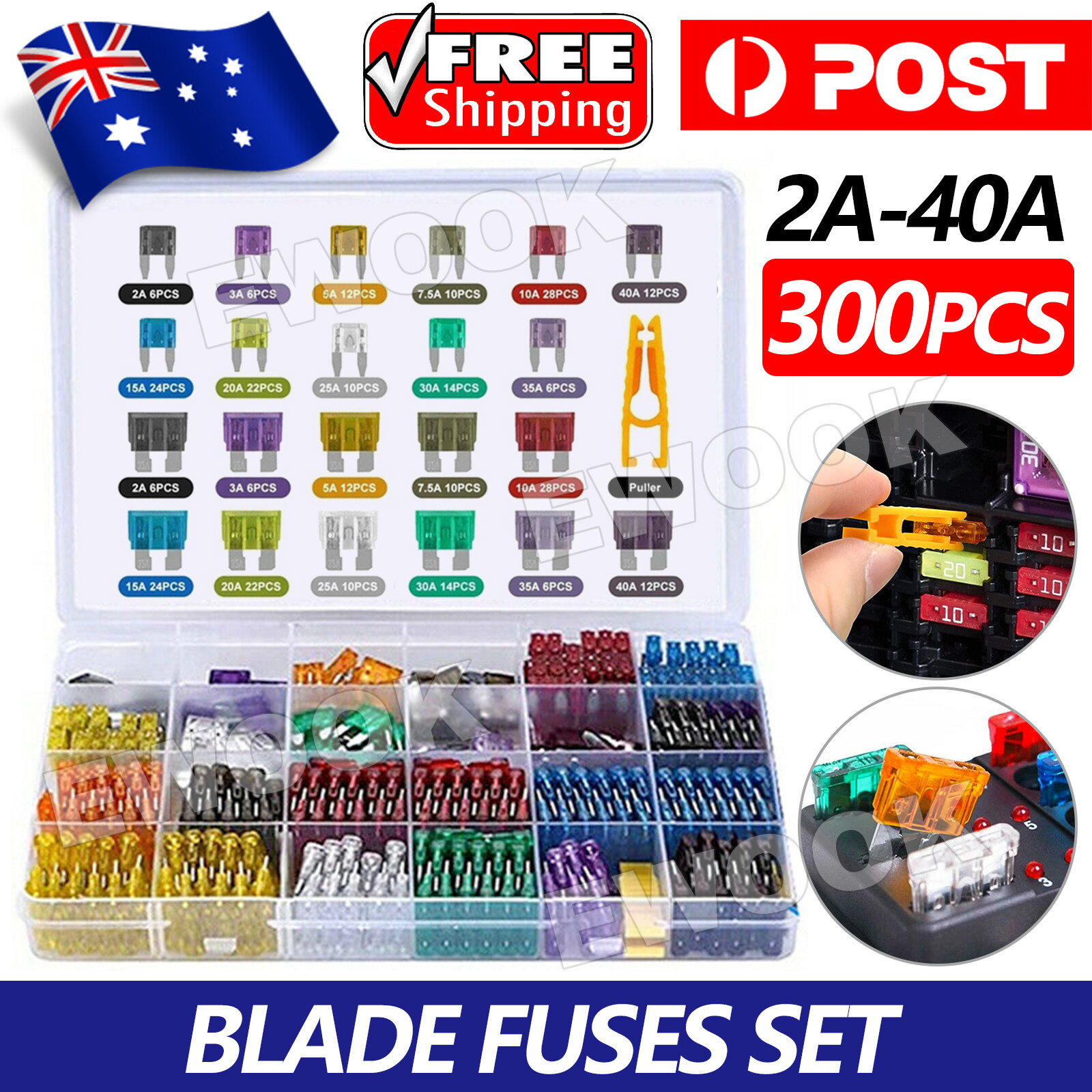 300pcs Car Blade Fuses Assortment Assorted Kit Set Auto Truck Automotive as show
