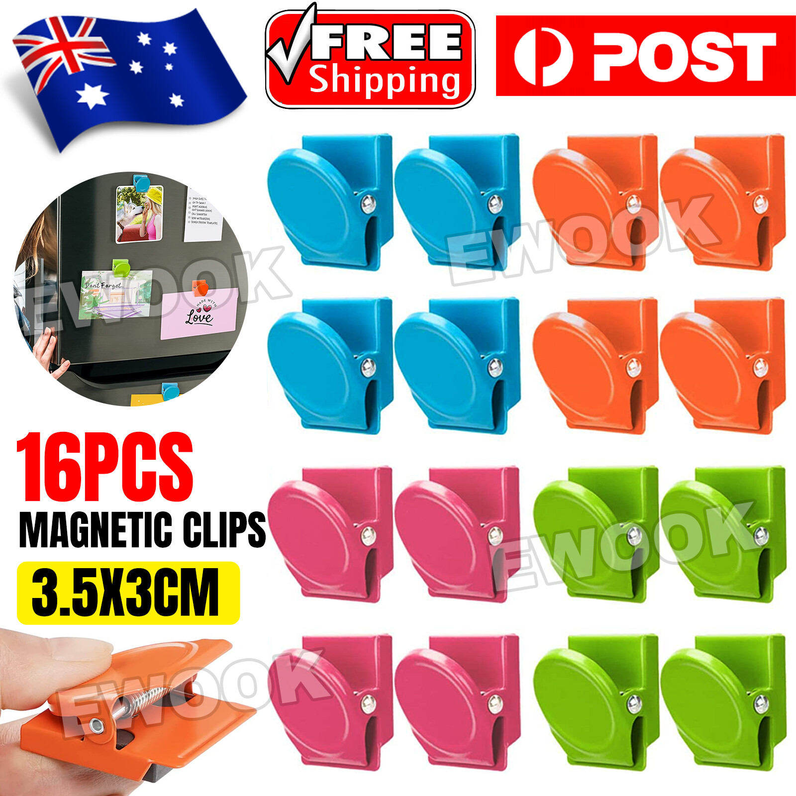 16 Magnetic Clips Fridge Strong Magnet Metal Clamp Note Photo Hanger Holder Hook
