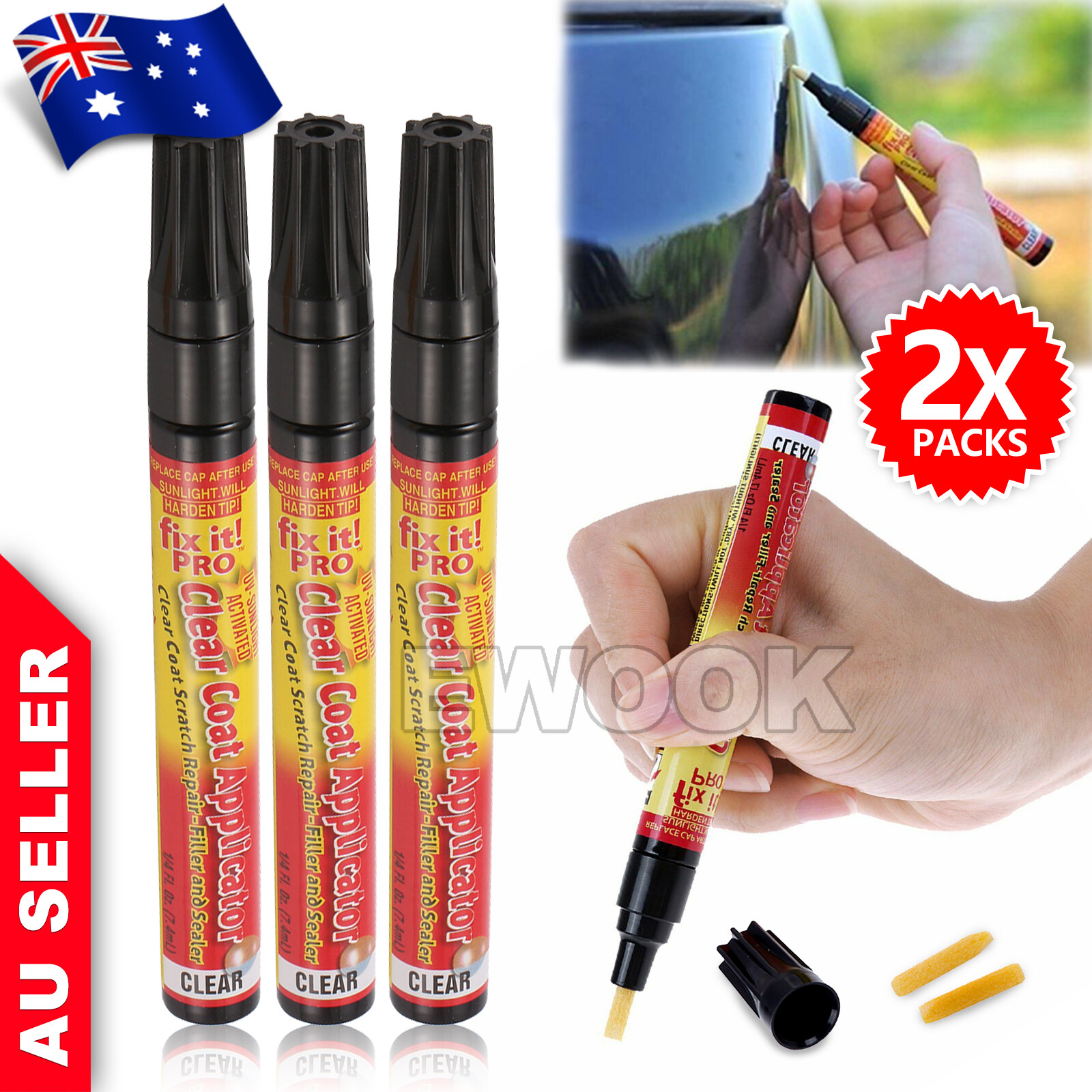 Fix It Pro 2 Aluminum Clear Coat Car Paint Scratch Remover Painting Repair Pen