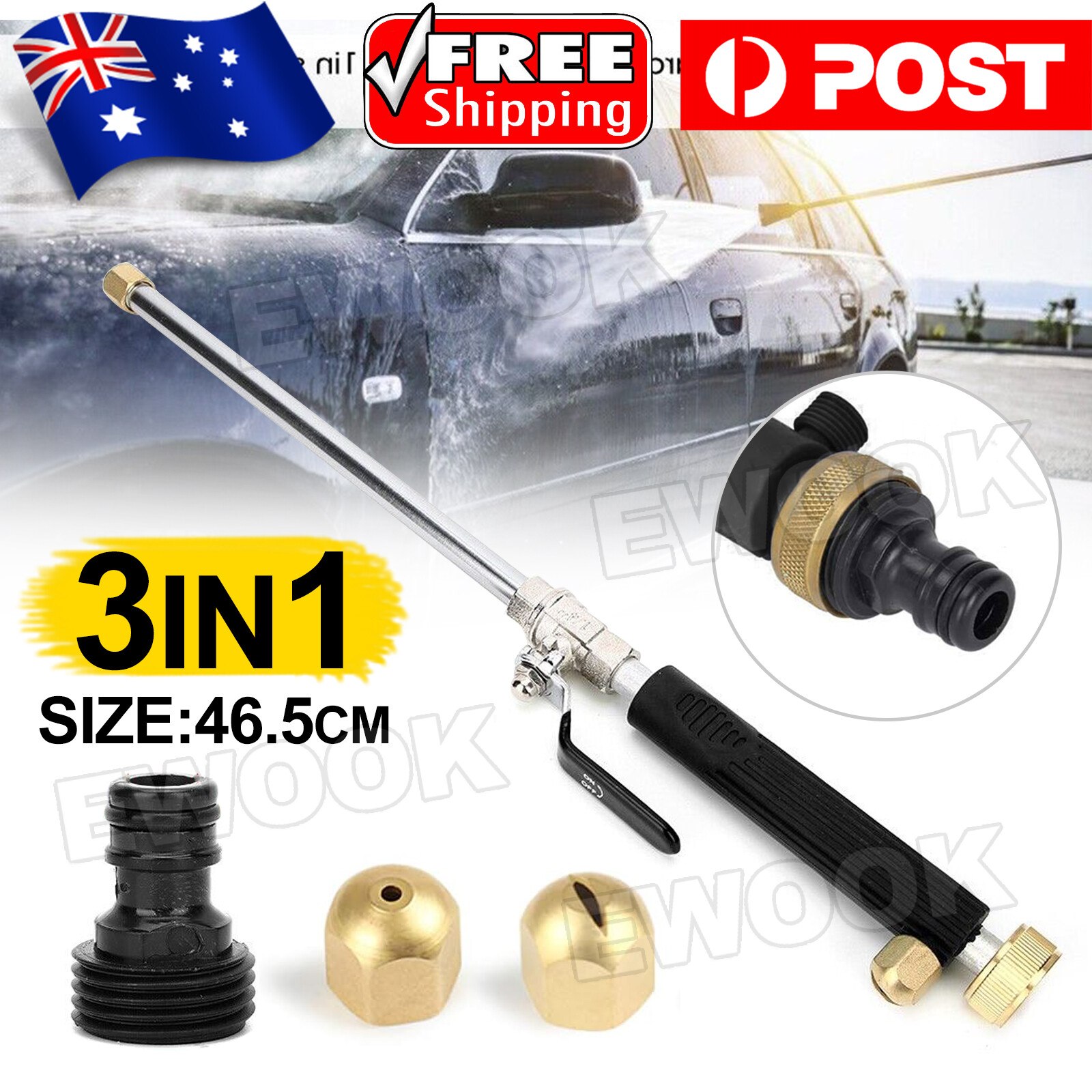 Hydro Jet High Pressure Power Washer Water Spray Gun Nozzle Wand Cleaner AU Car