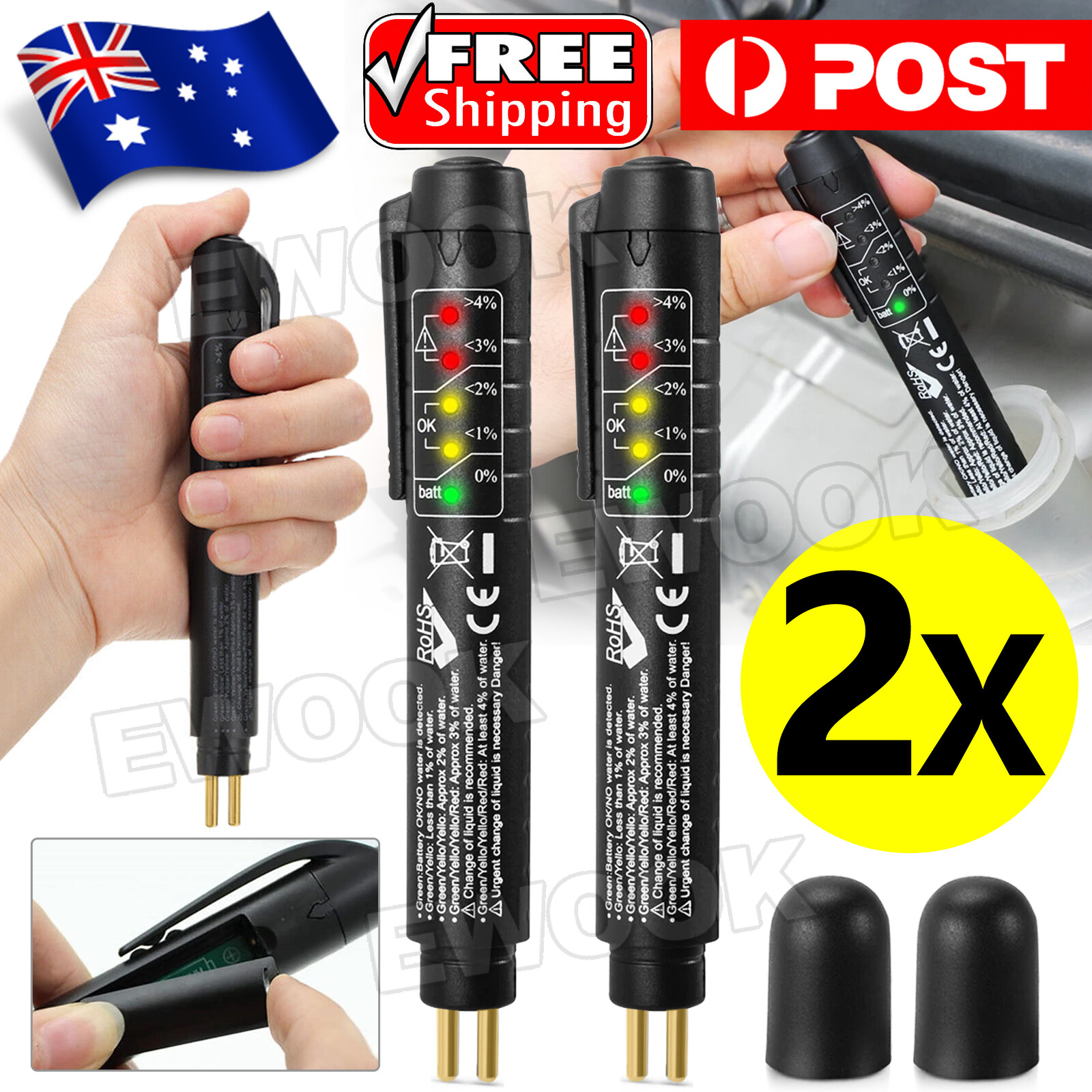 Brake Oil Fluid Tester LED Moisture Liquid Tool Car Vehicle Test Indicator Pen-