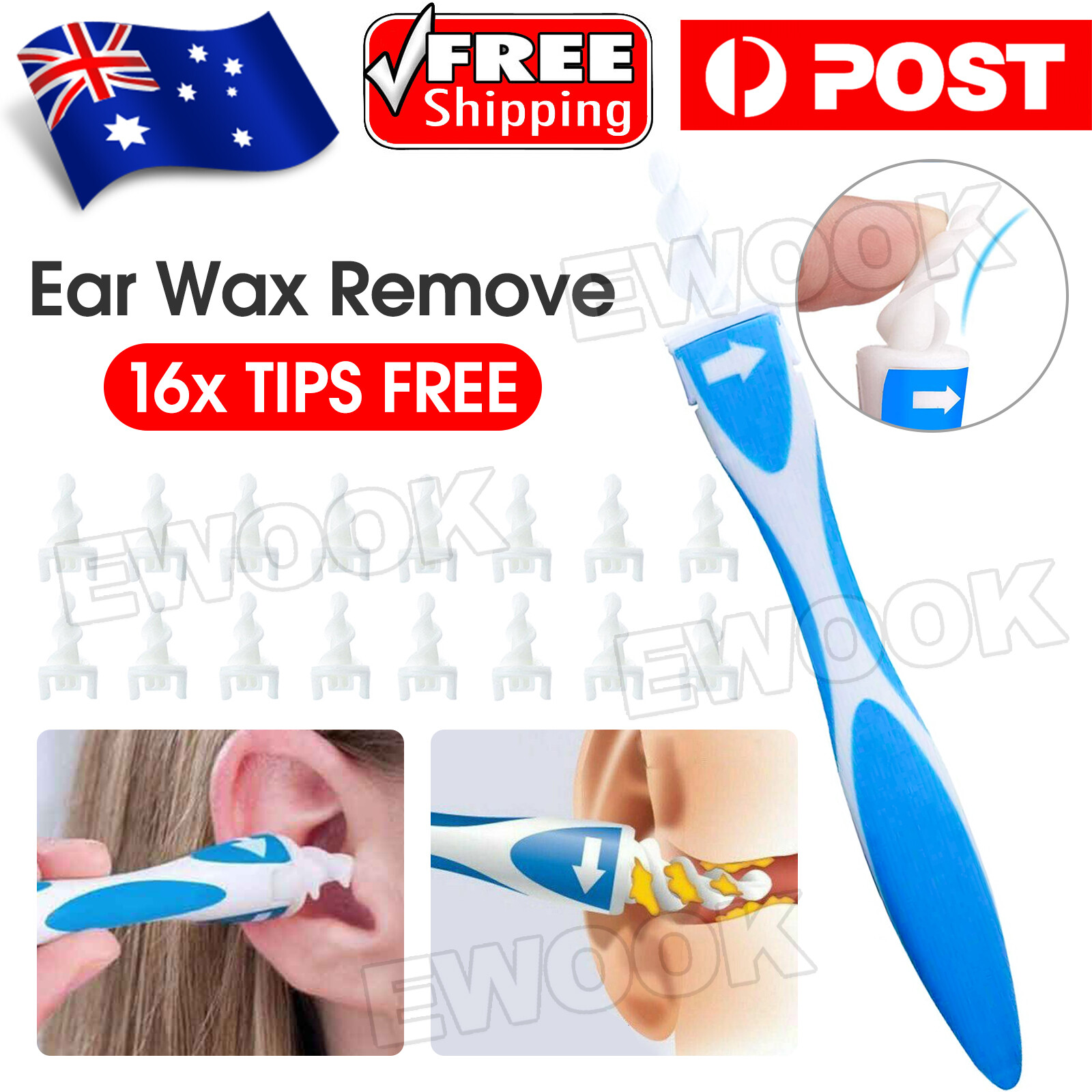 Soft Ear Wax Cleaner Removal Multi earwax Remover Spiral Safe Tip Tool AU Stock