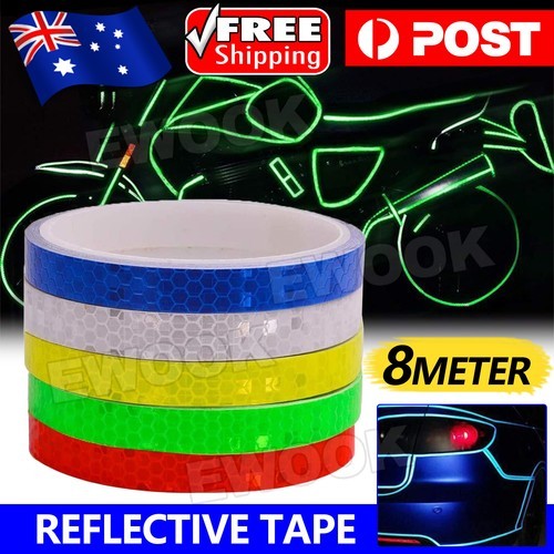 8 Reflective Tape Adhesive Sticker Strip Glow in the Dark Bike Car Truck Decal