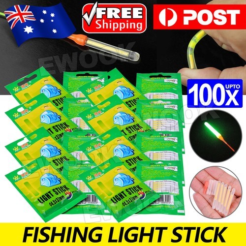 100 Fishing Glow Light Sticks Luminous Clip on Bend Fluorescent Rod Tip Tackle