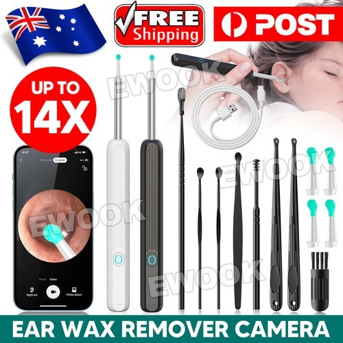 Ear Wax Remover Cleaner Removal Camera Cleaning Pick Tool LED Light Scoop Kit to