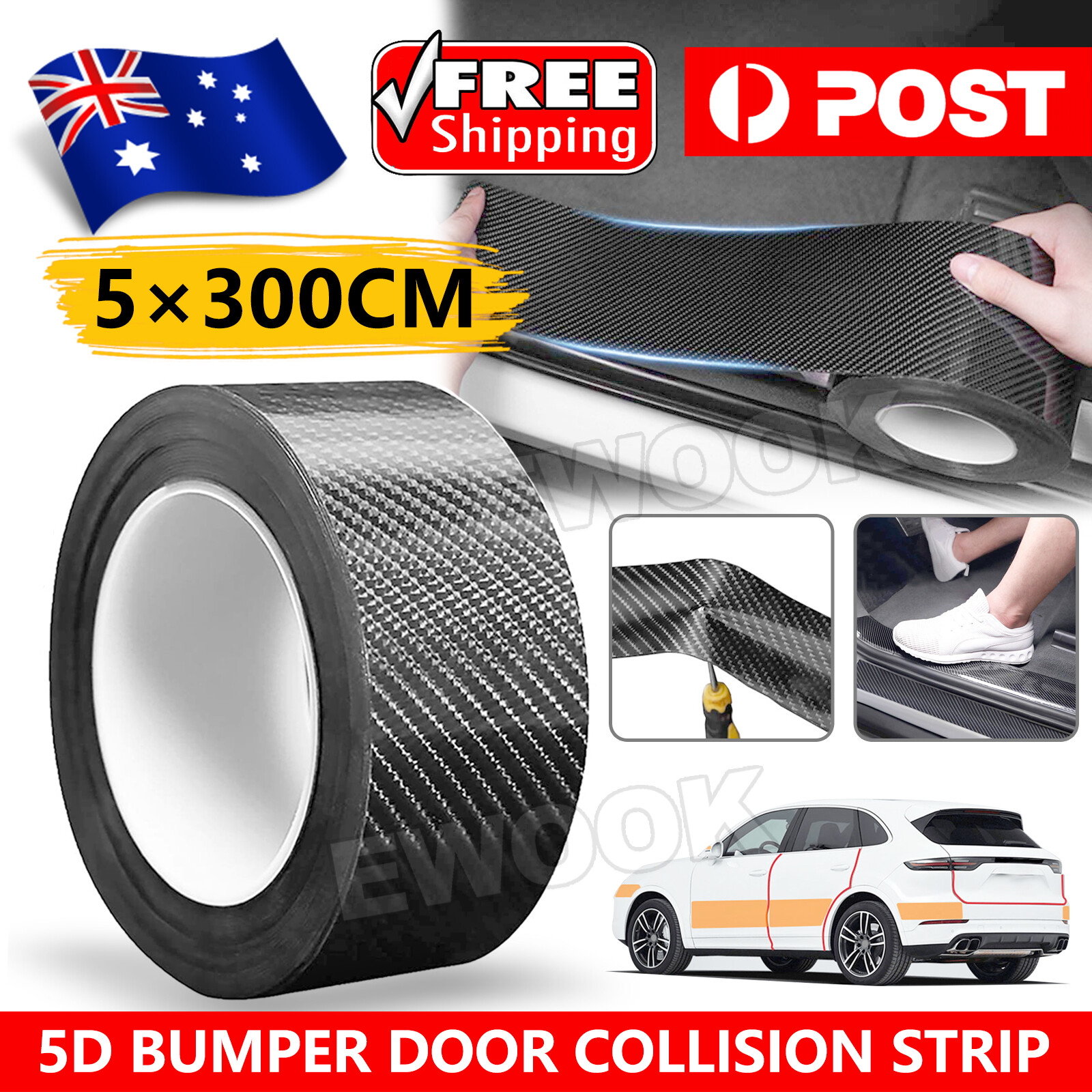 Unbranded/Generic Car Door Sill Protector Edge Sticker Carbon Fiber Rubber DIY 5