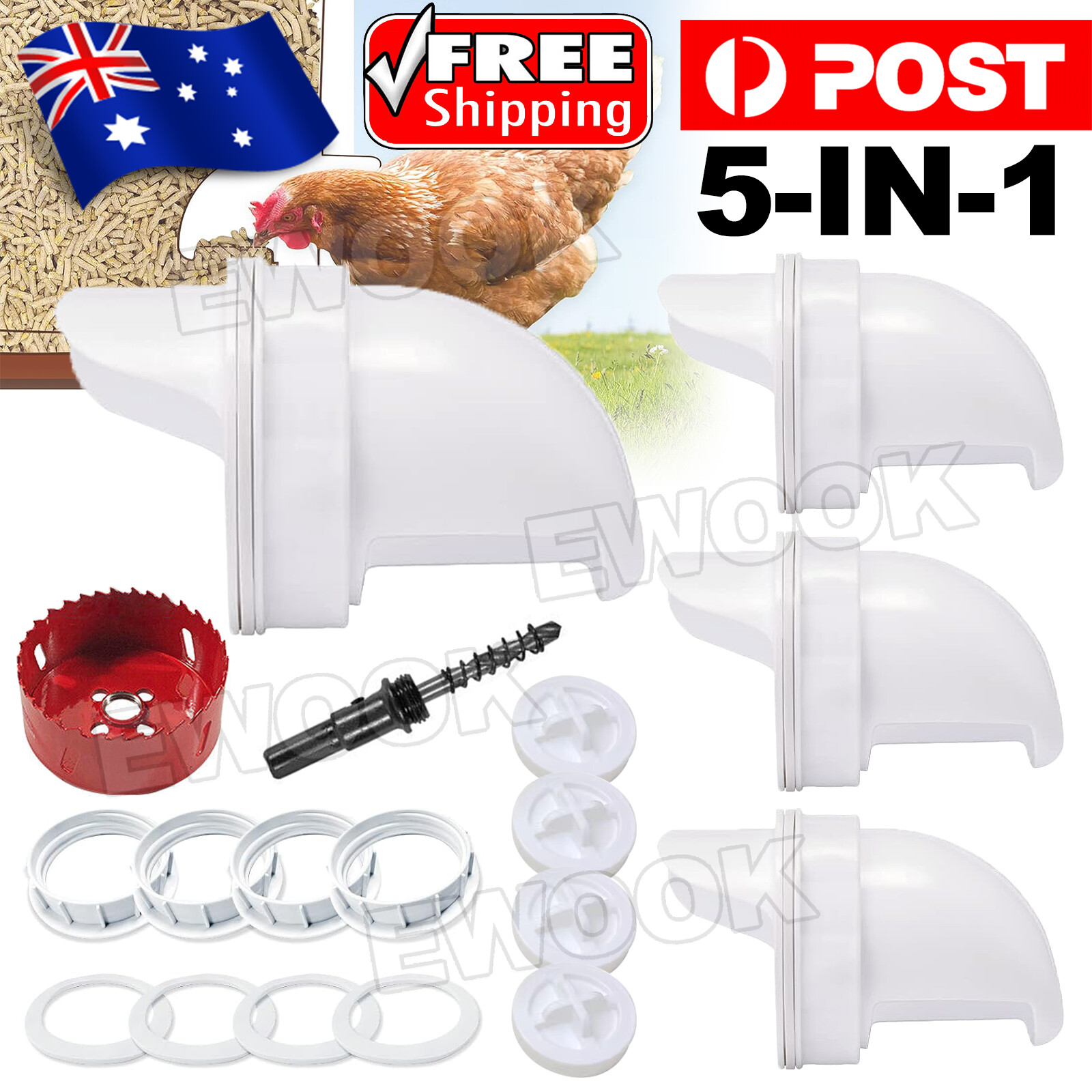 Chicken Feeder Poultry Pro DIY Port PVC Gravity Fed AU Easy to install as show