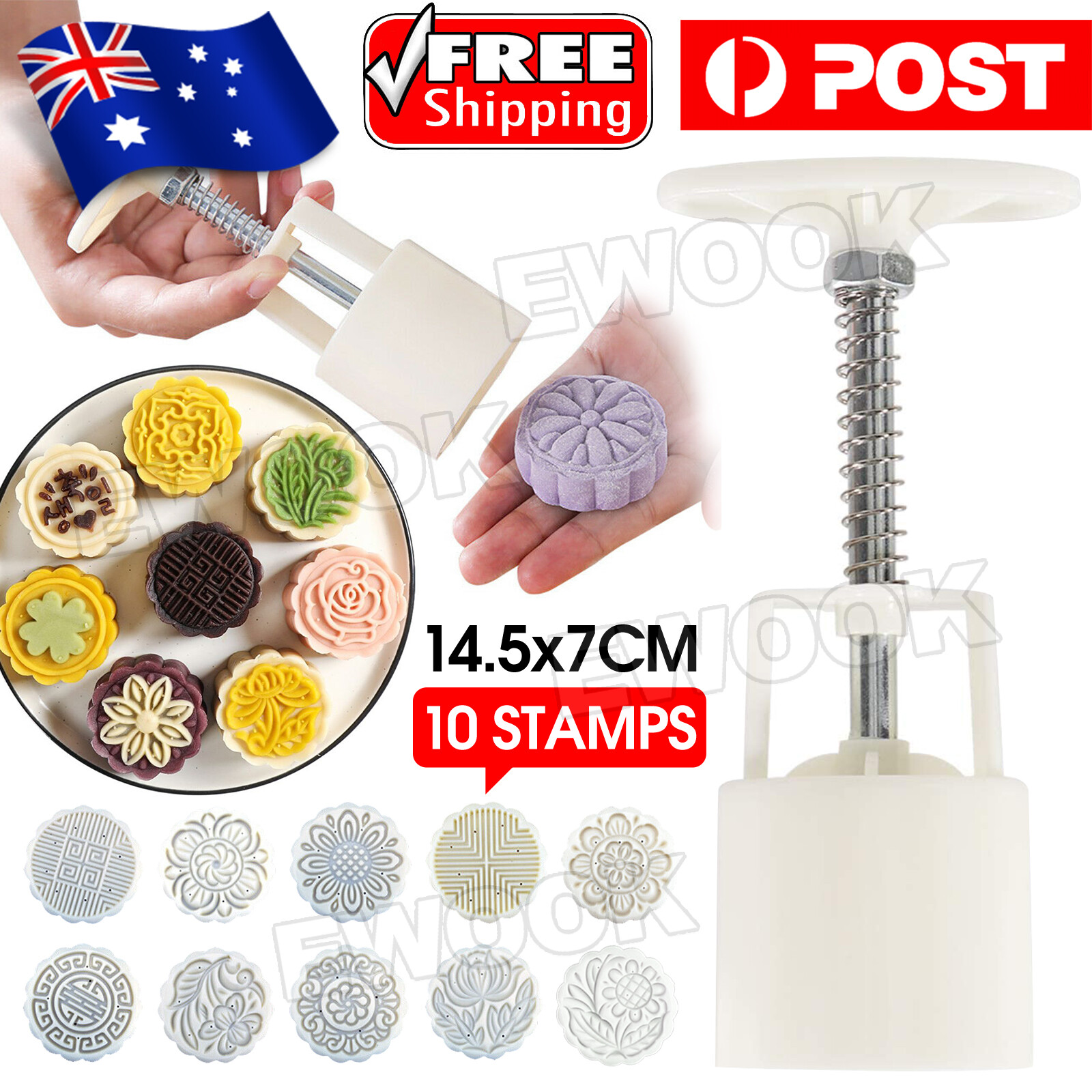Mooncake Decor Cookies Round Pastry Moon Cake DIY Flower Stamps Mold Mould HA