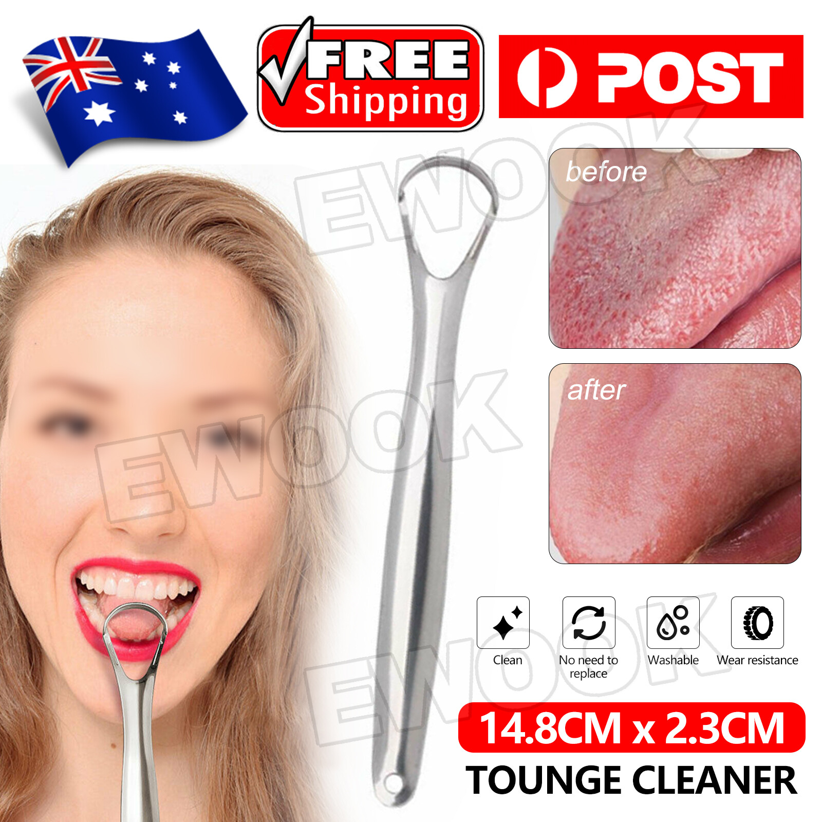 Stainless Steel Tongue Tounge Cleaner Scraper Dental Care Oral Hygiene Mouth Kit