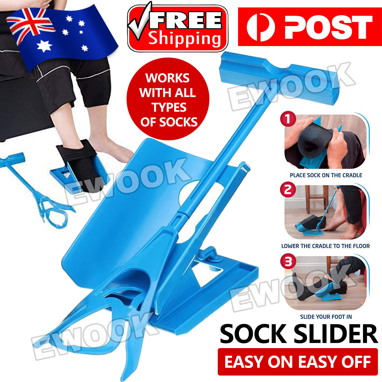 Sock slider Aid Easy On Off The Fastest Easiest Way To Put Dressing fast Blue