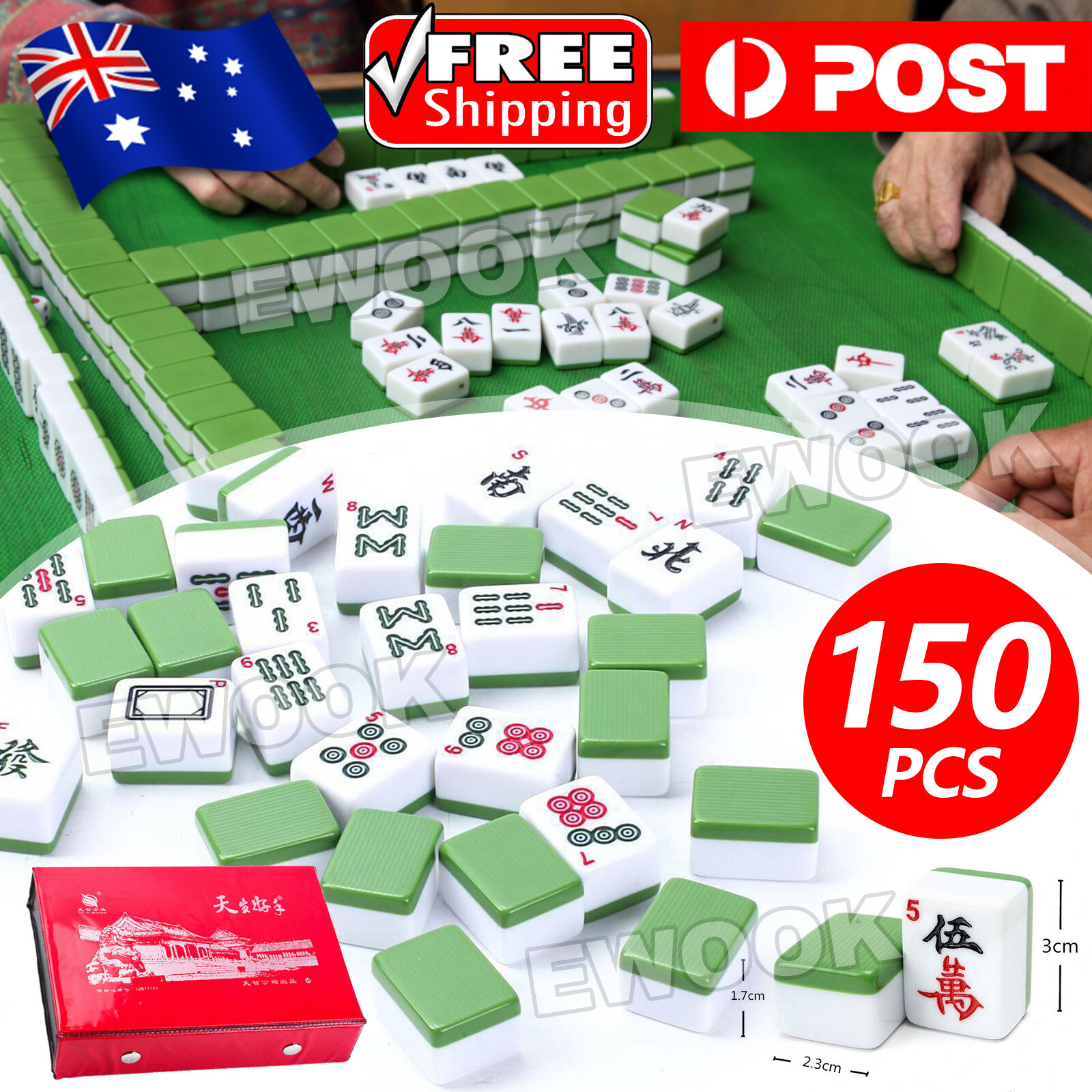 MahJong Large Heavy duty 144 tiles set with sign play Game box Board 146 size is