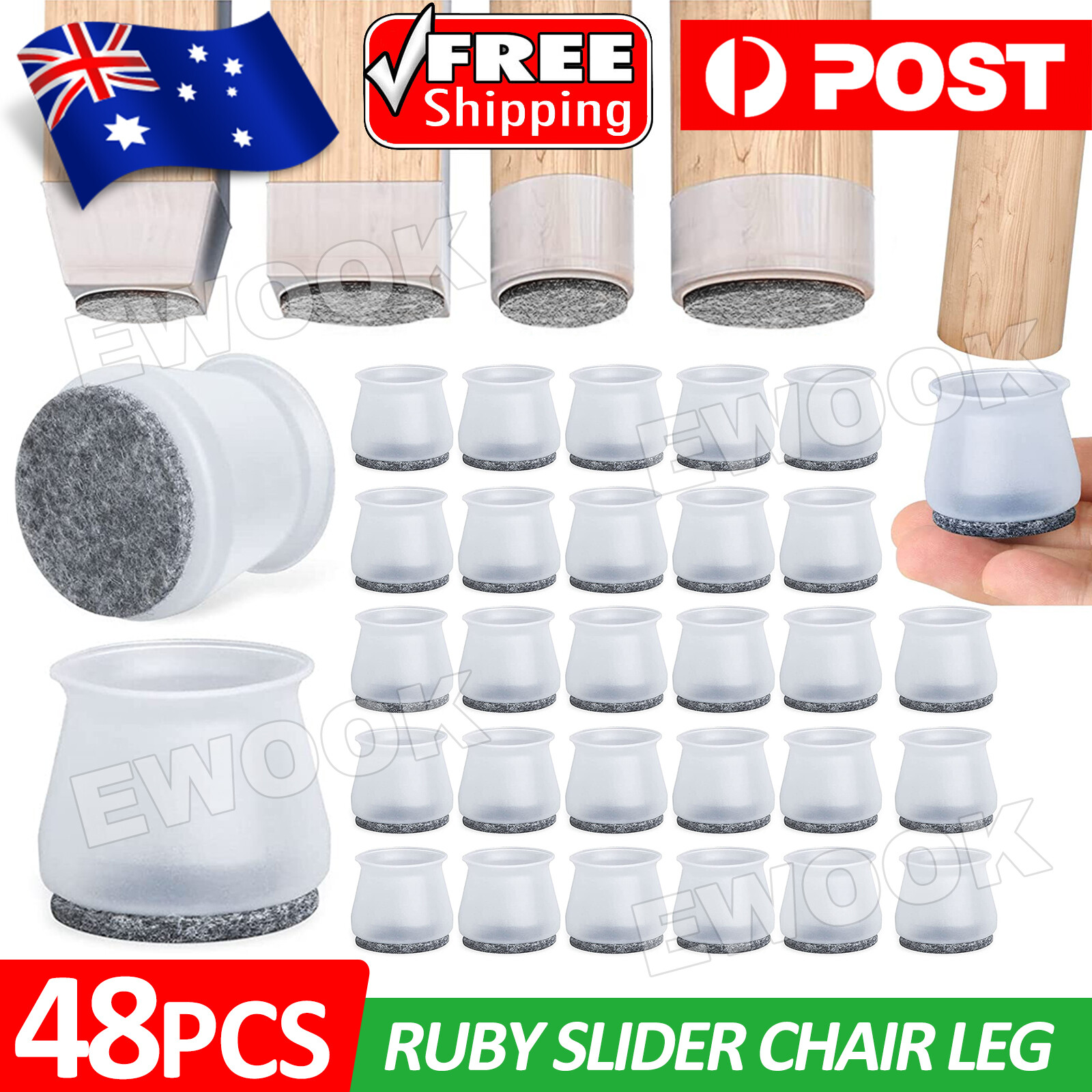 48pcs Ruby Slider Chair Leg Protector For Hardwood Floors Fits All Shape Double