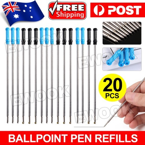 20PCS Ballpoint Pen Refills Black Ink 1mm Nib Medium Replacement For Cross metal