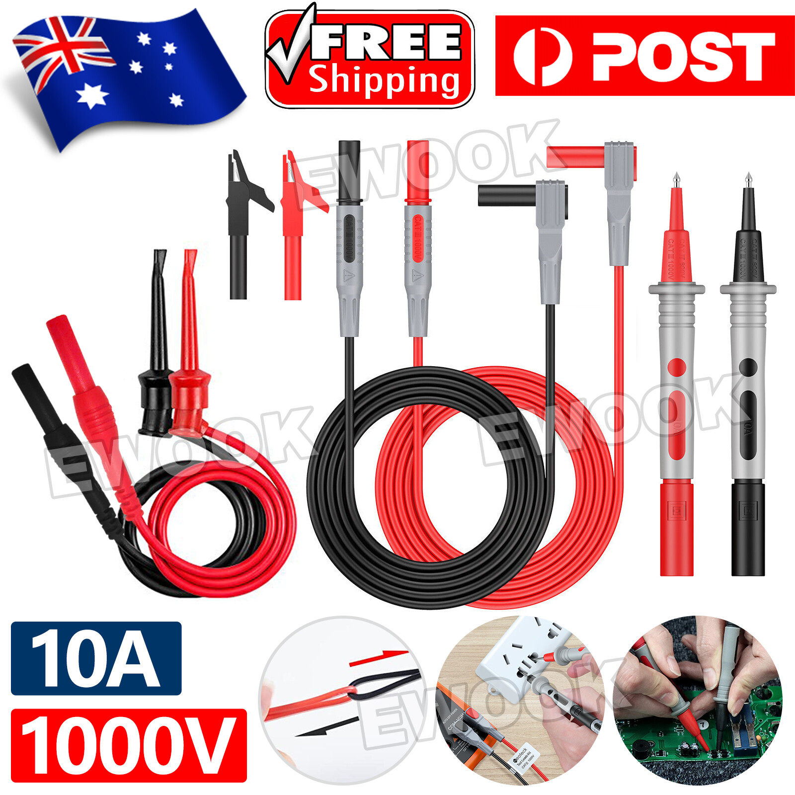 Alligator Clip Multimeter Test Leads for Fluke Meter Electrical Probes Tools Kit