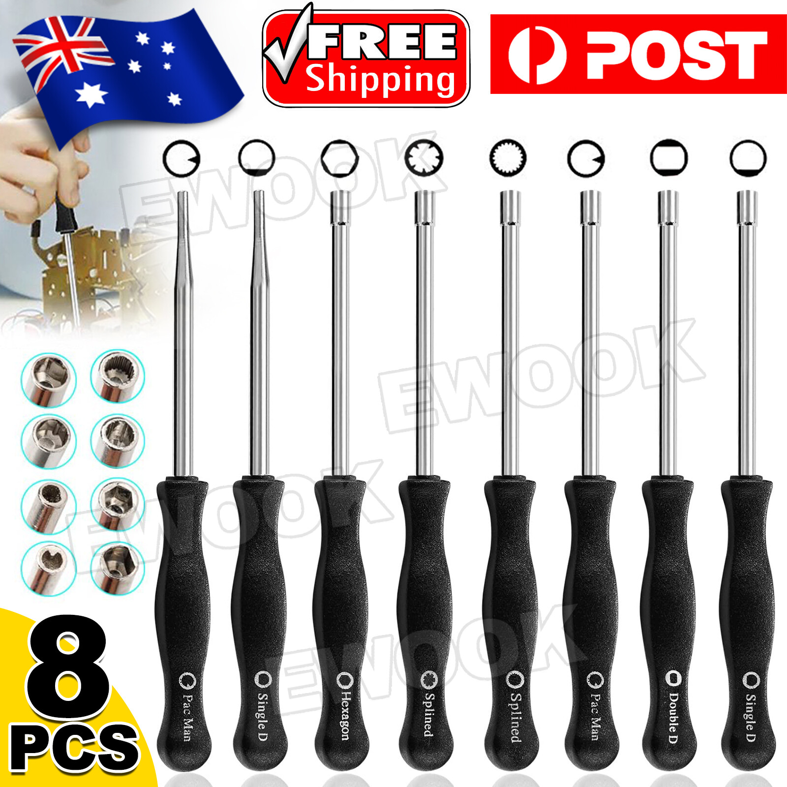 8x Splined Handle Carburetor Adjustment Tool Kit Adjusting Carb Screwdriver Set