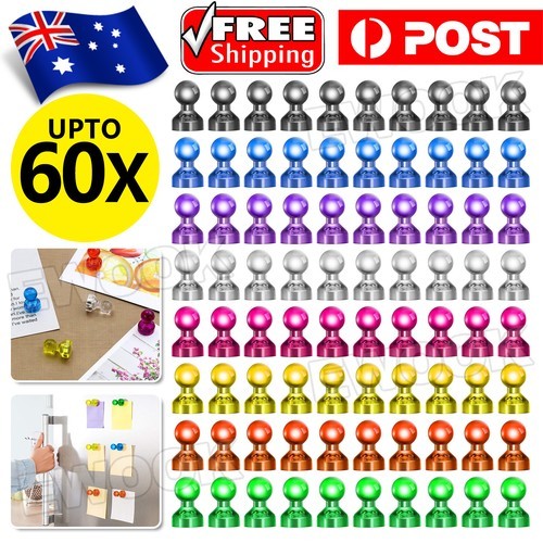10-60x Magnets Push Pin Thumbtacks Fridge Whiteboard Office Home Glossy Acrylic