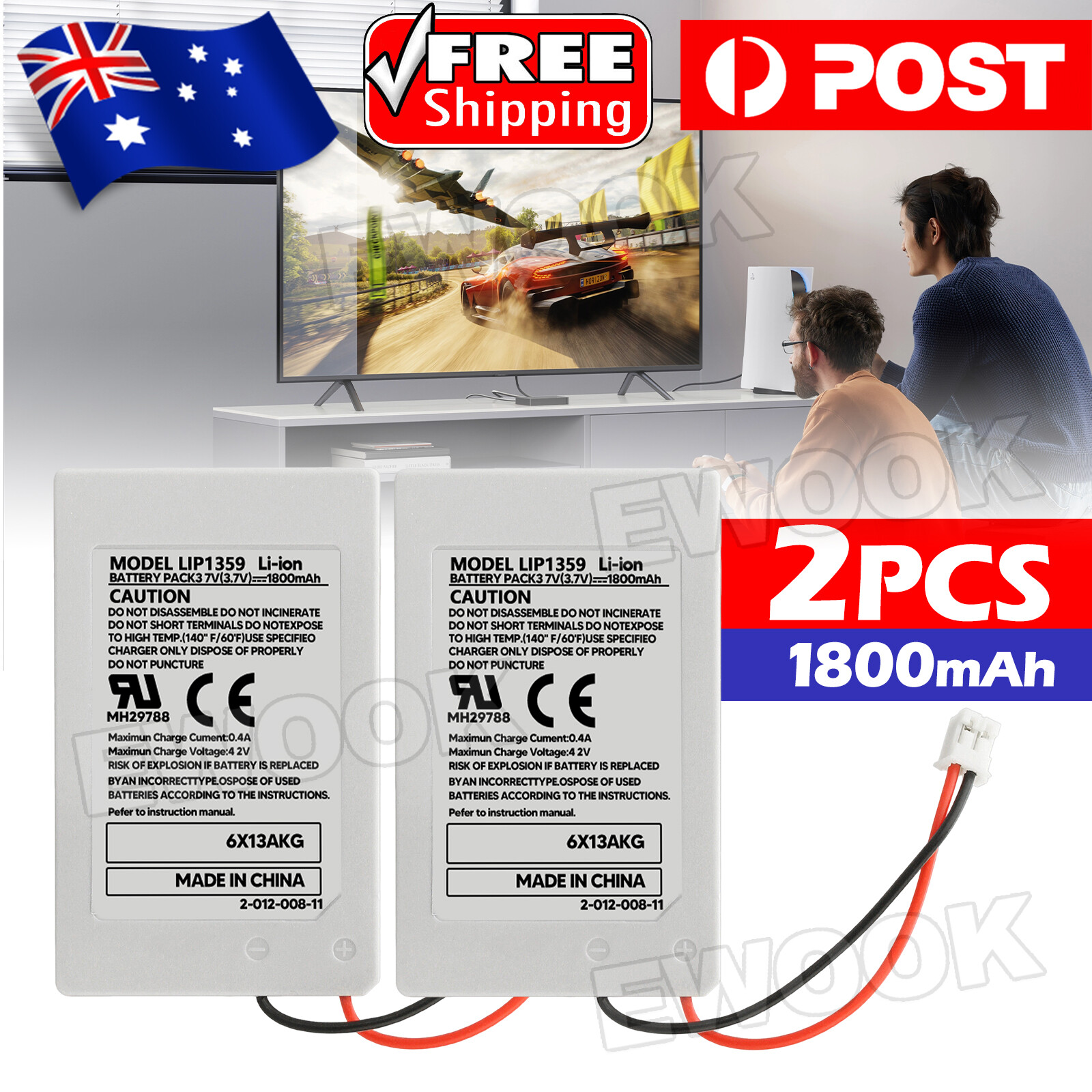 Unbranded/Generic 2X Wireless For PS3 Controller Battery Playstation 3 Li-ion