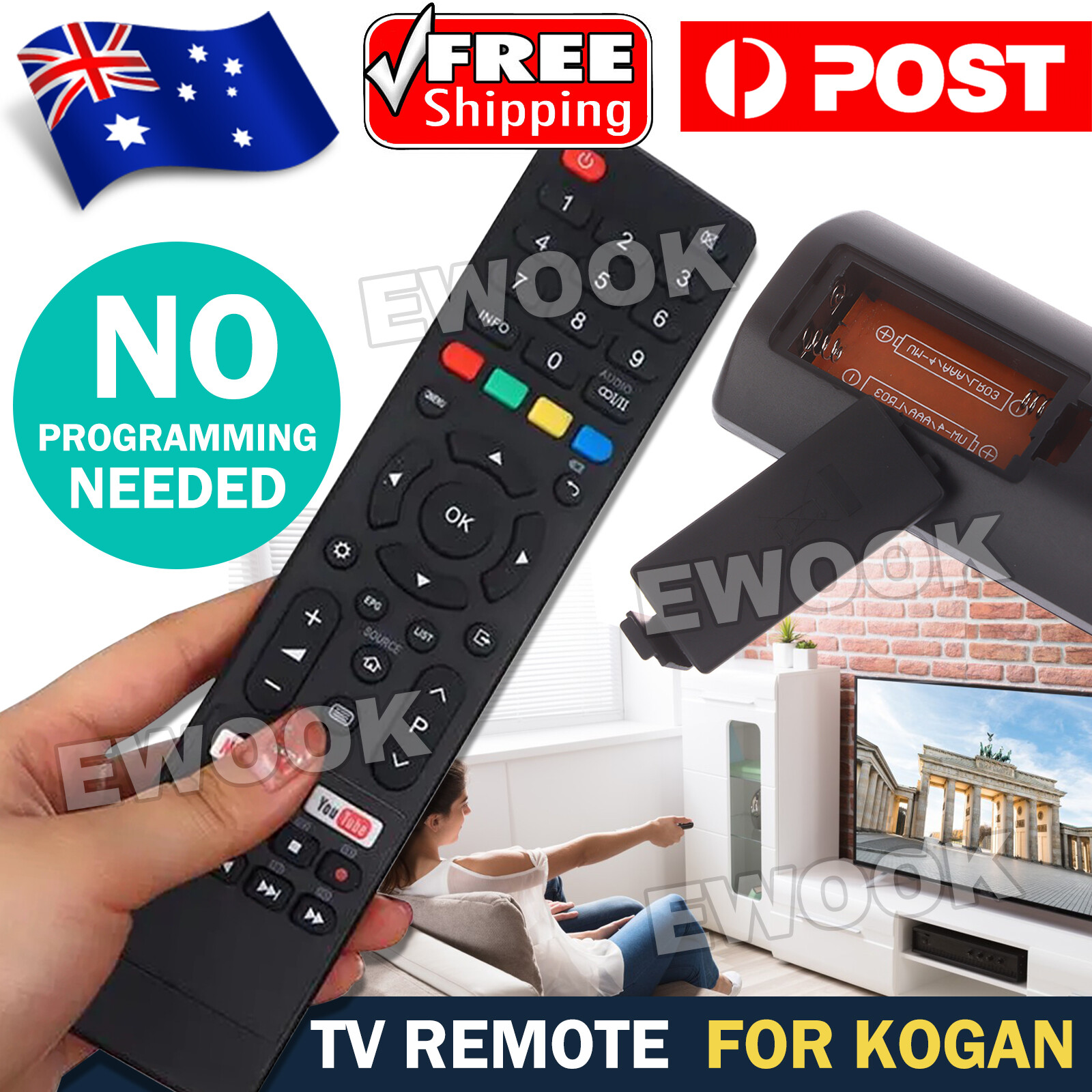 Replacement TV Remote Control for Kogan Smart with NETFLIX YOUTUBE key KAL-MULTI