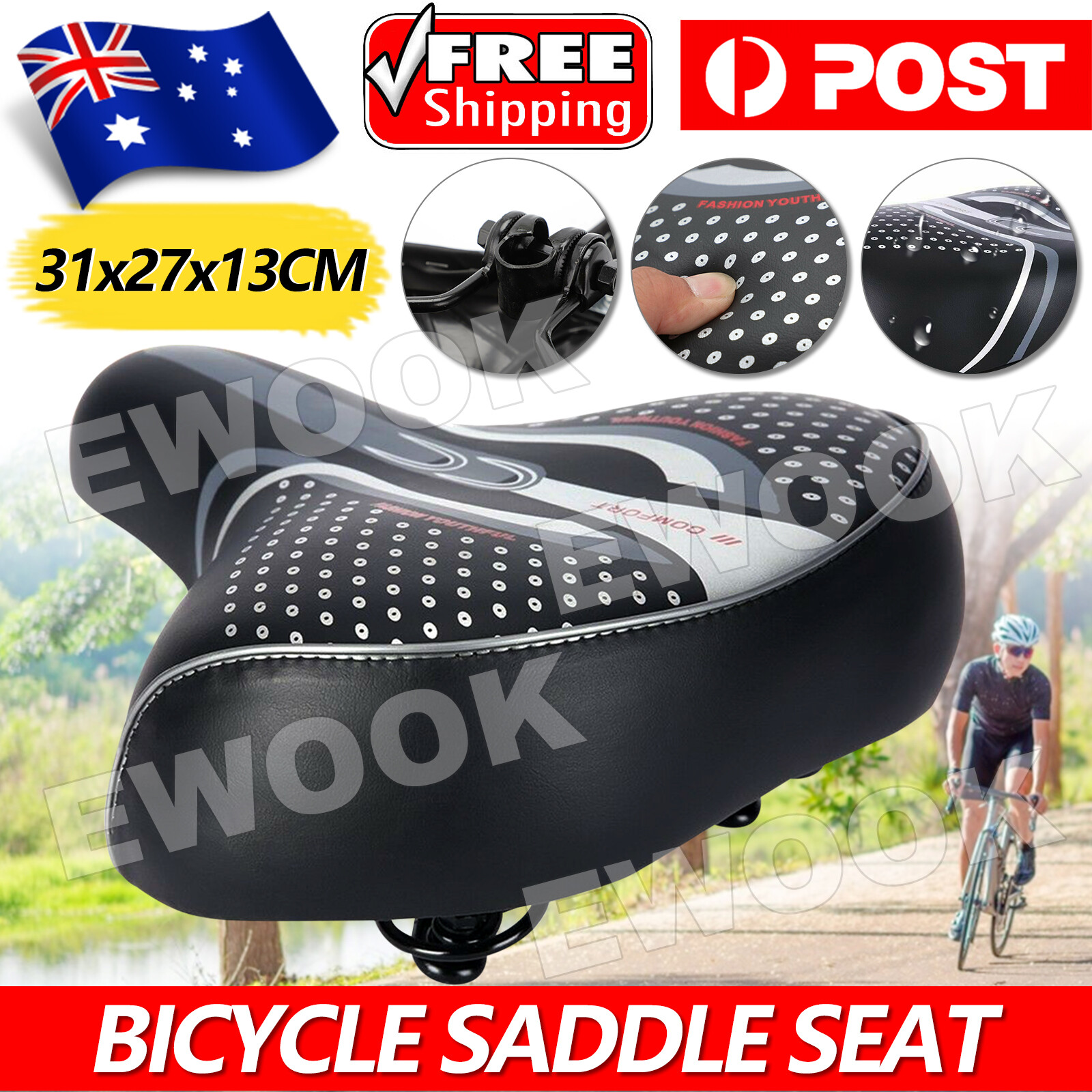 Large Bum Bike Seat Bicycle Gel Ladies Cycling Sprung Saddle Unisex Comfortable