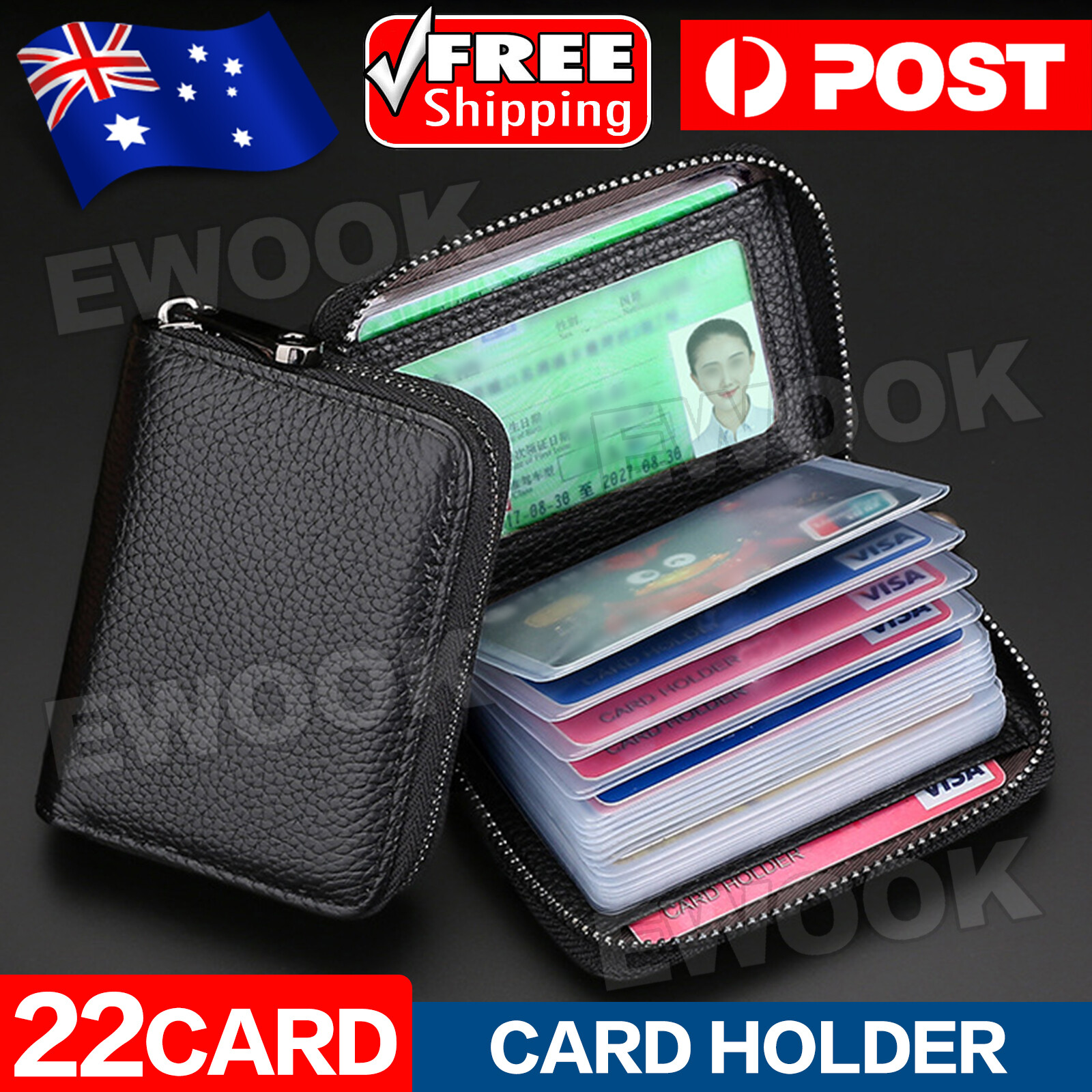22card Wallet Business Case Purse Mini Leather Credit Card Holder RFID Blocking
