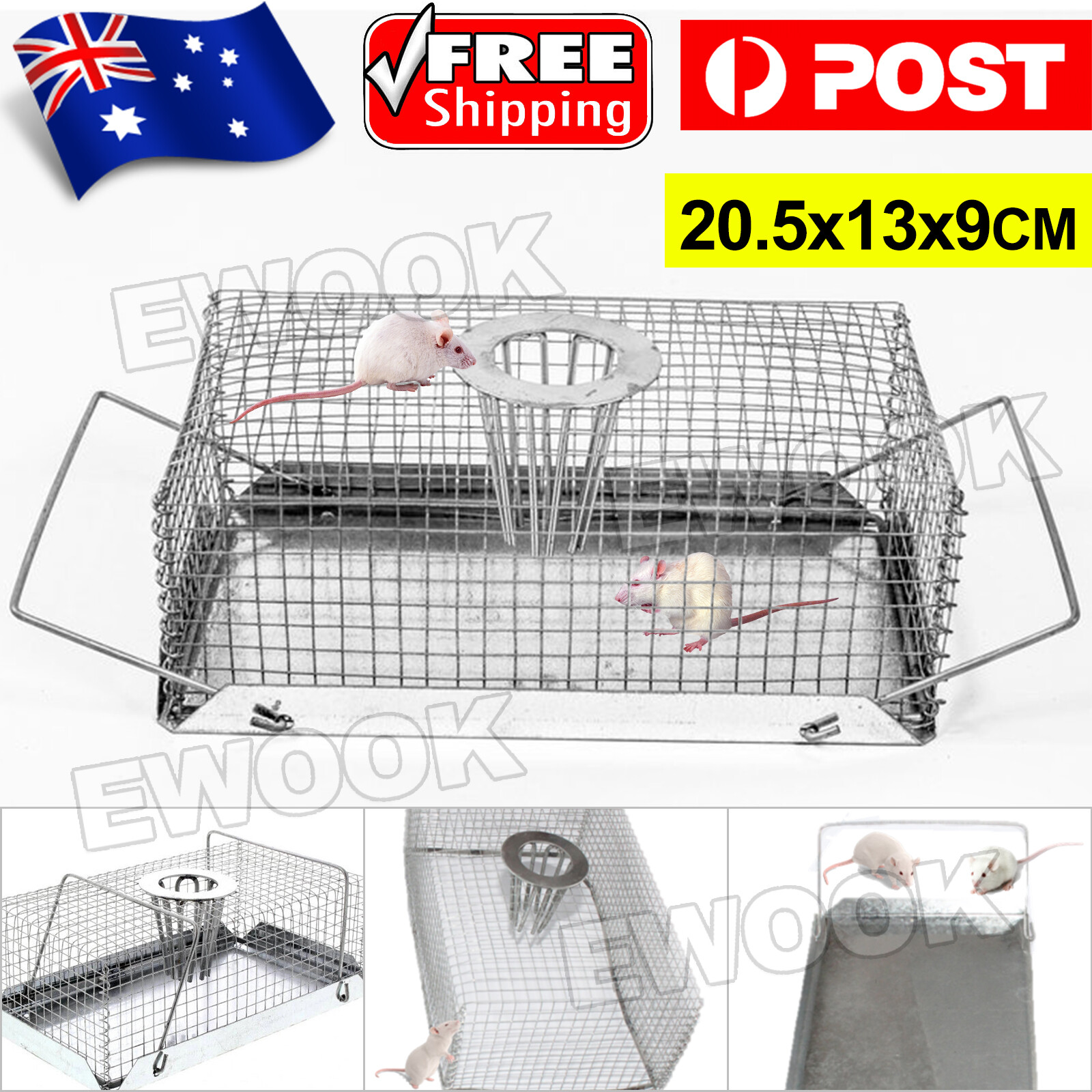 Rodent Mouse Trap Top Entry Catch Rat Humane Cage 1 Medium Silver Animal Control